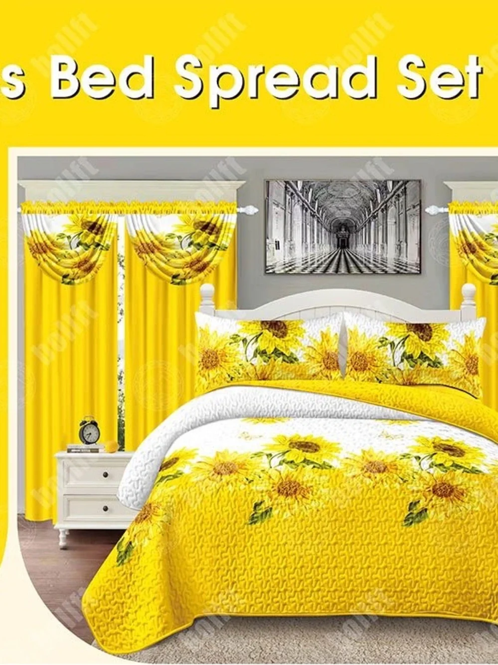 Red Leaf-Print Bedspread Set by